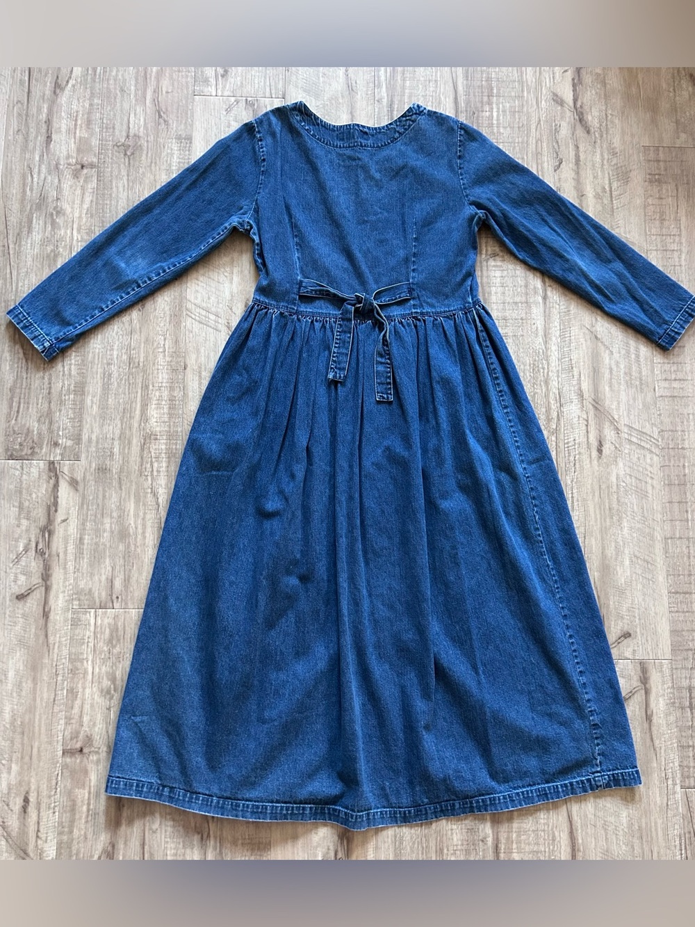 Vintage Denim cowgirl rodeo Long Sleeve Dress Blue cottagecore lagenlook modest - Picture 2 of 7